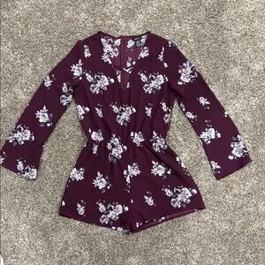 Rue21 Purple Floral Jumpsuit with Pockets Size M